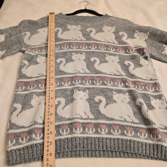 VTG Adele Knitwear Gray Sweater Crew Neck Cottagecore Cozy Catlady Grandma Core - Picture 5 of 7